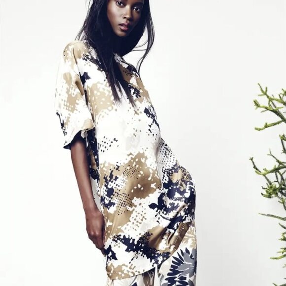 Rag & Bone Chester 100% Silk Camo Large Women's USA Oversized T-Shirt Dress EUC - Picture 13 of 13